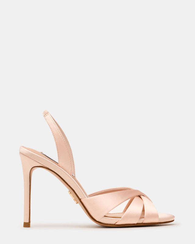 Trophies Champagne Satin Women's Satin Heel Sandals – Steve Madden, view 2