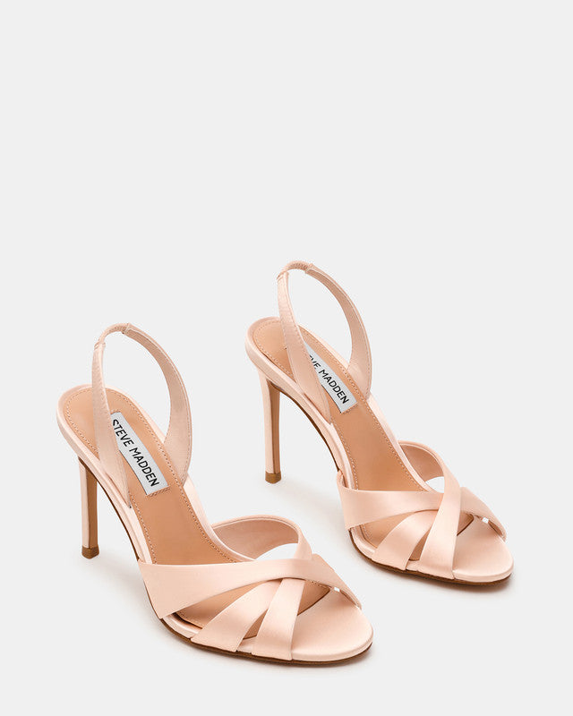 Trophies Champagne Satin Women's Satin Heel Sandals – Steve Madden