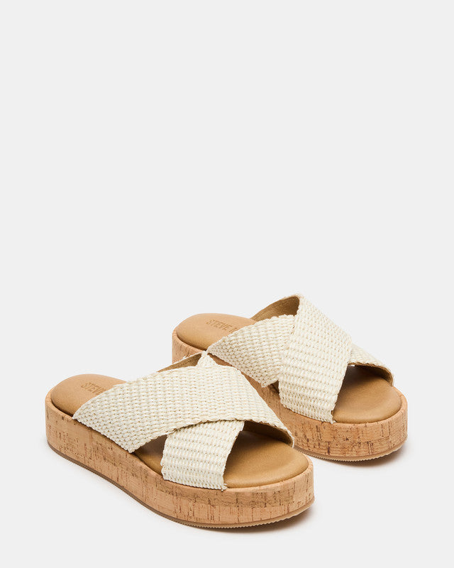 Tulum Bone Raffia Wedge Sandals – Steve Madden, view 2