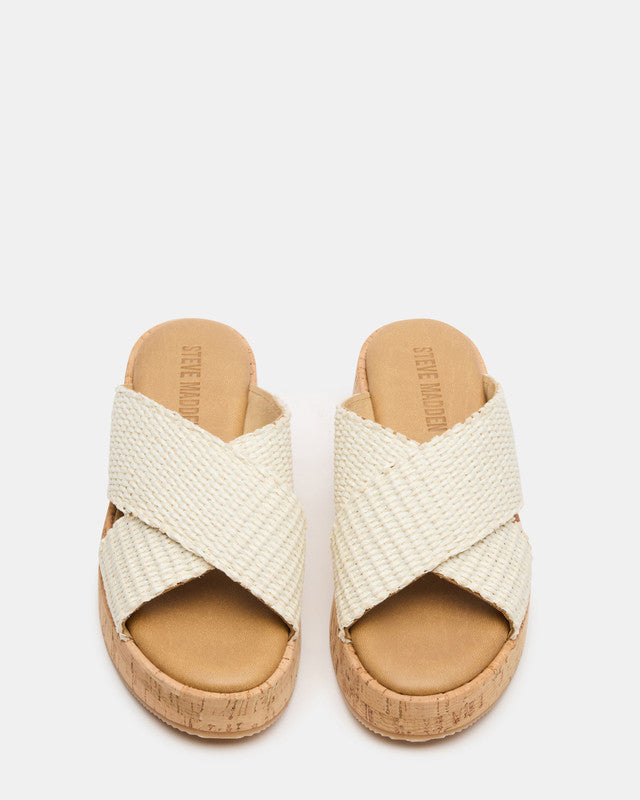 Tulum Bone Raffia Wedge Sandals – Steve Madden, view 3