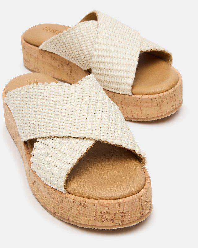 Tulum Bone Raffia Wedge Sandals – Steve Madden, view 4