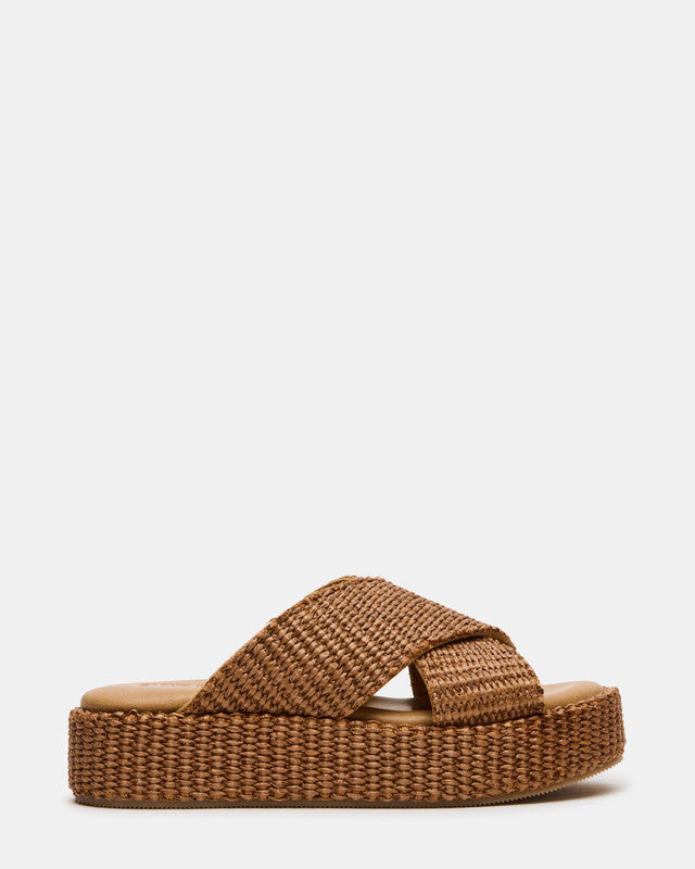 Steve Madden Tulum women's brown raffia flat sandals, featured view