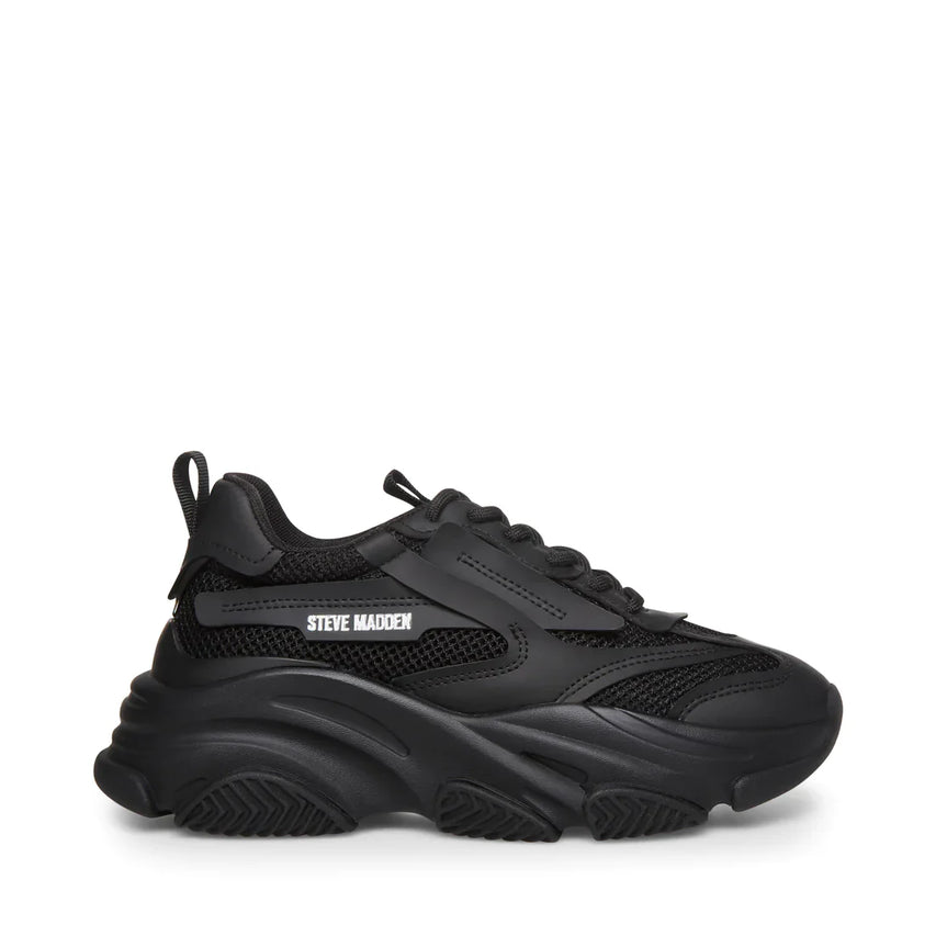 Steve Madden Possession women's black platform sneakers, side view