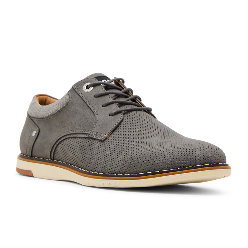 Steve Madden Mlanning Men's Grey Nubuck Lace-Up Shoes - front three-quarter view