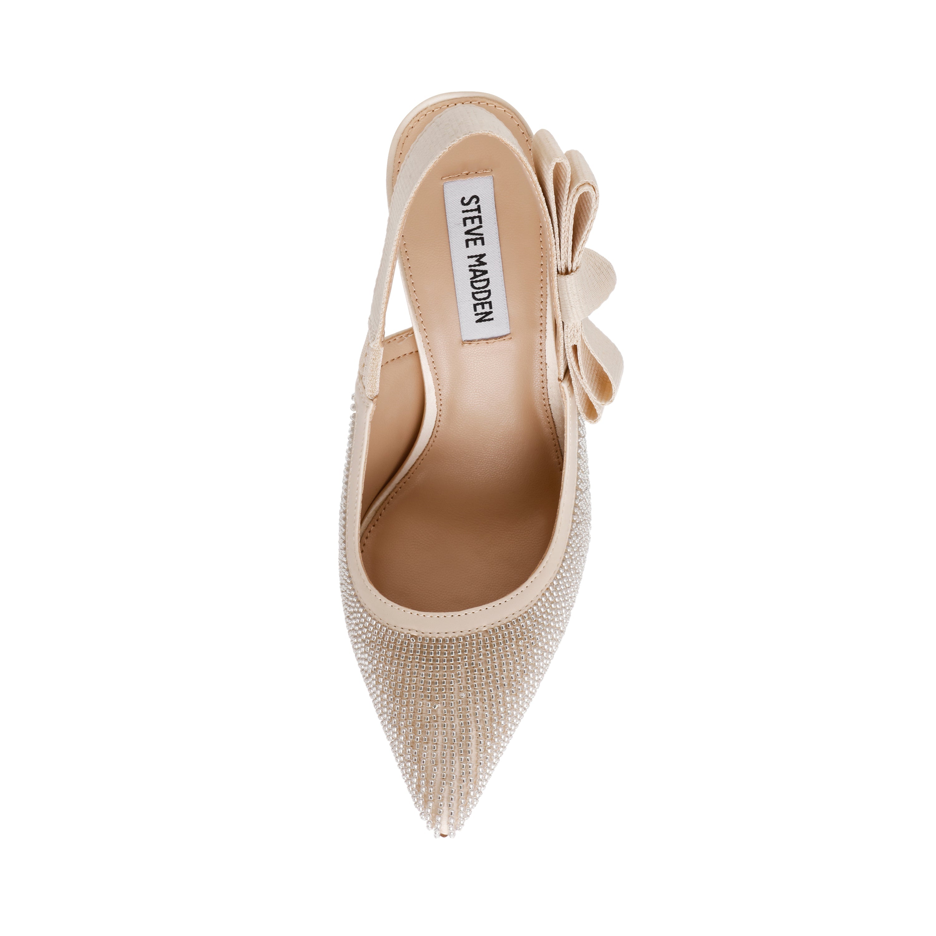 Steve Madden Brylie-B women's ivory pearl heels, top view