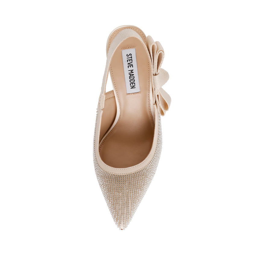 Steve Madden Brylie-B women's ivory pearl heels, top view