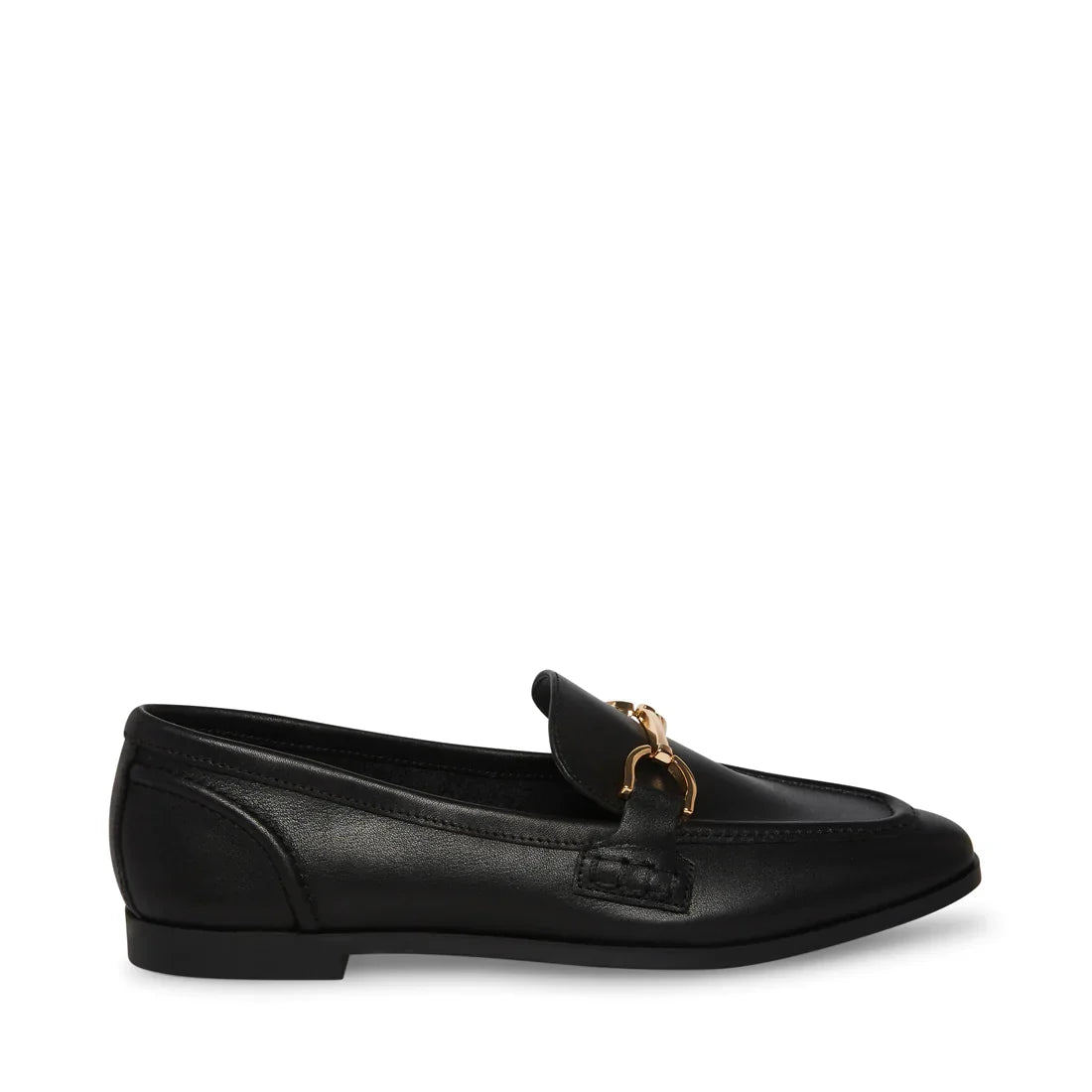 Steve Madden Carrine Women's Black Leather Loafers, side profile