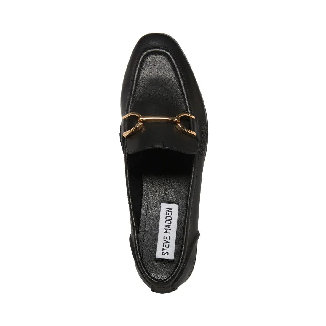 Steve Madden Carrine Women's Black Leather Loafers, top view