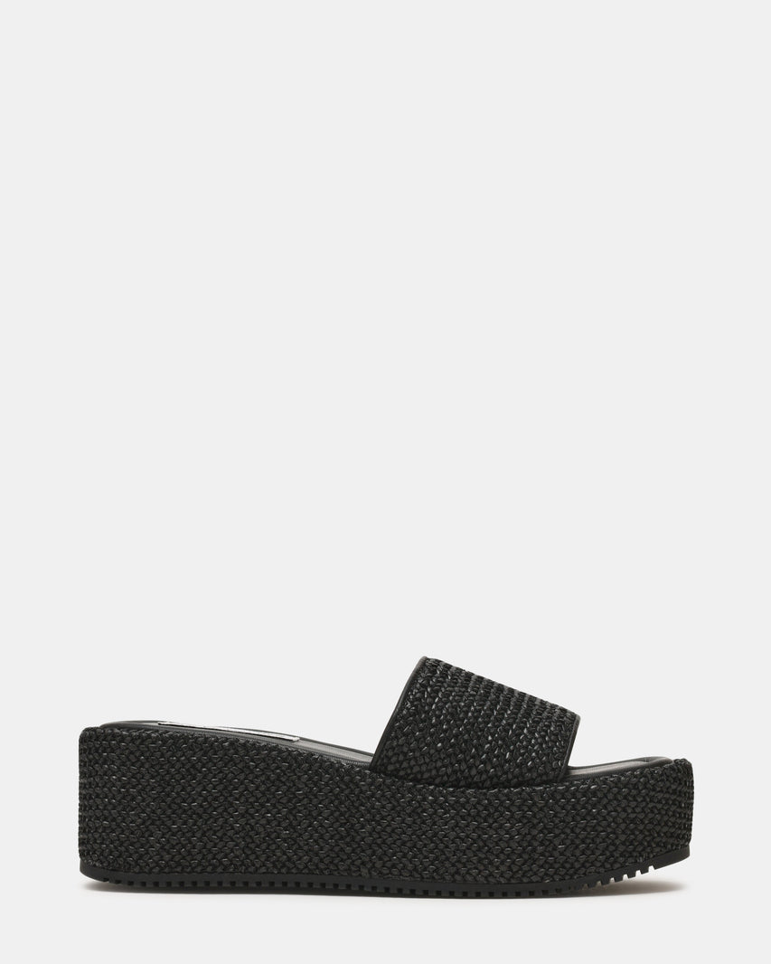 Decor Black Women's Wedge Sandals — front view