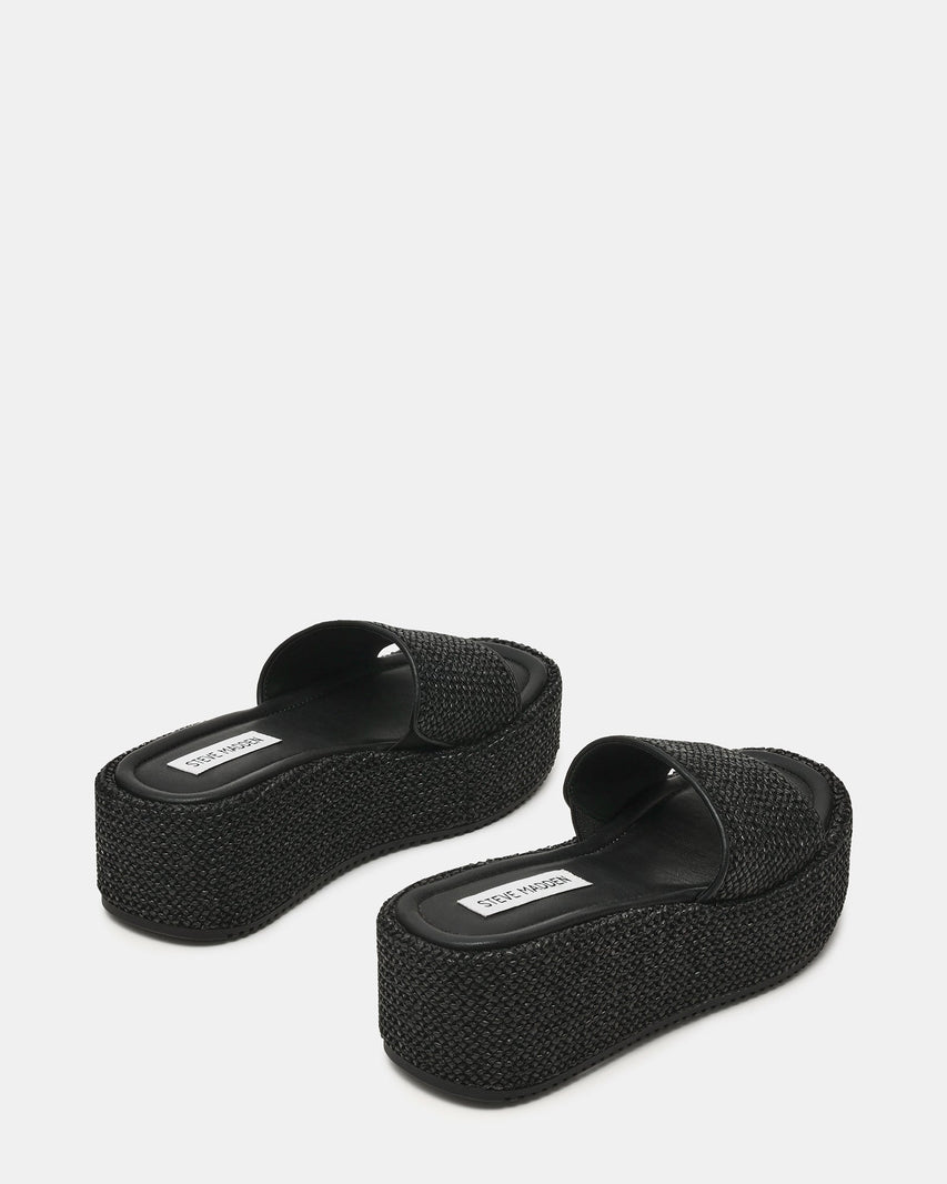 Decor Black Women's Wedge Sandals — rear view