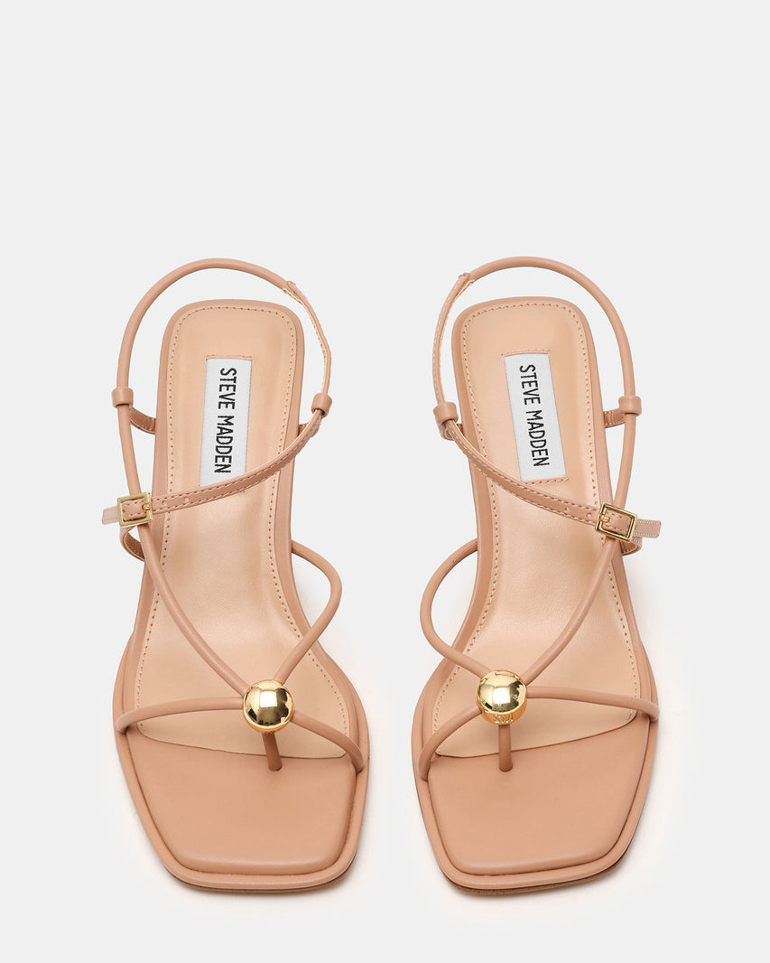 Steve Madden Jackpots women's tan heels, angled view