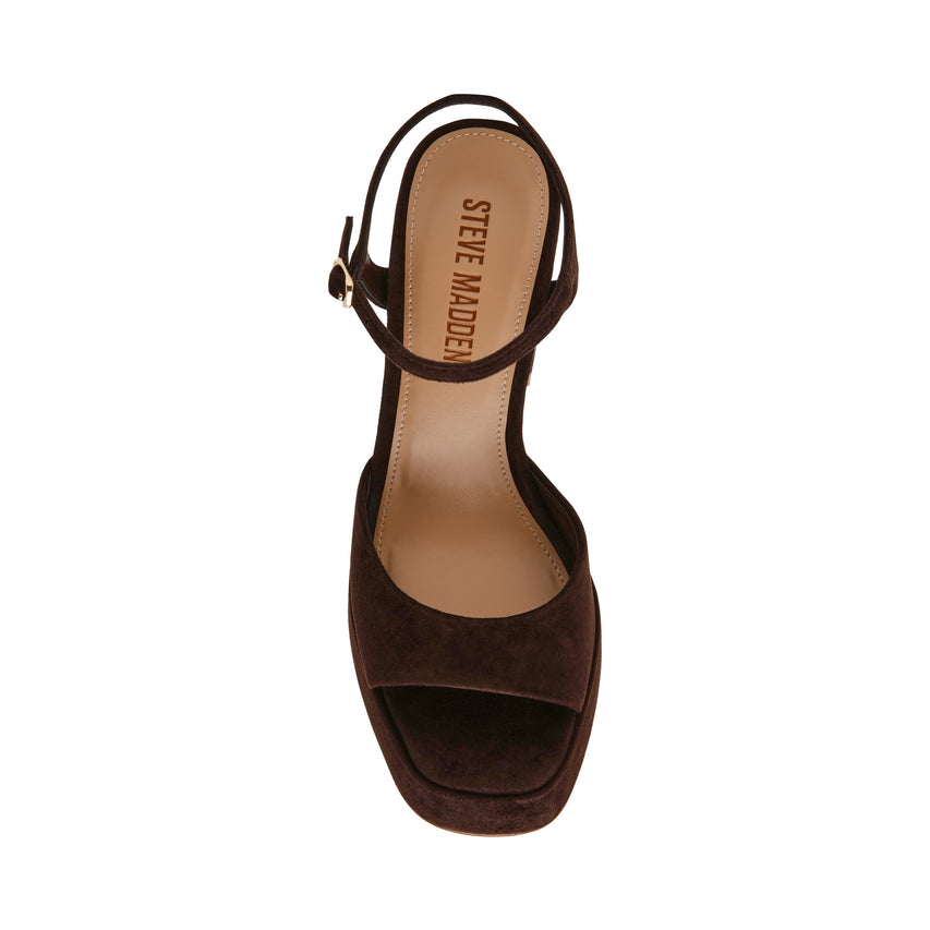 Steve Madden Liandra Women's Dark Brown Heeled Sandals - top view