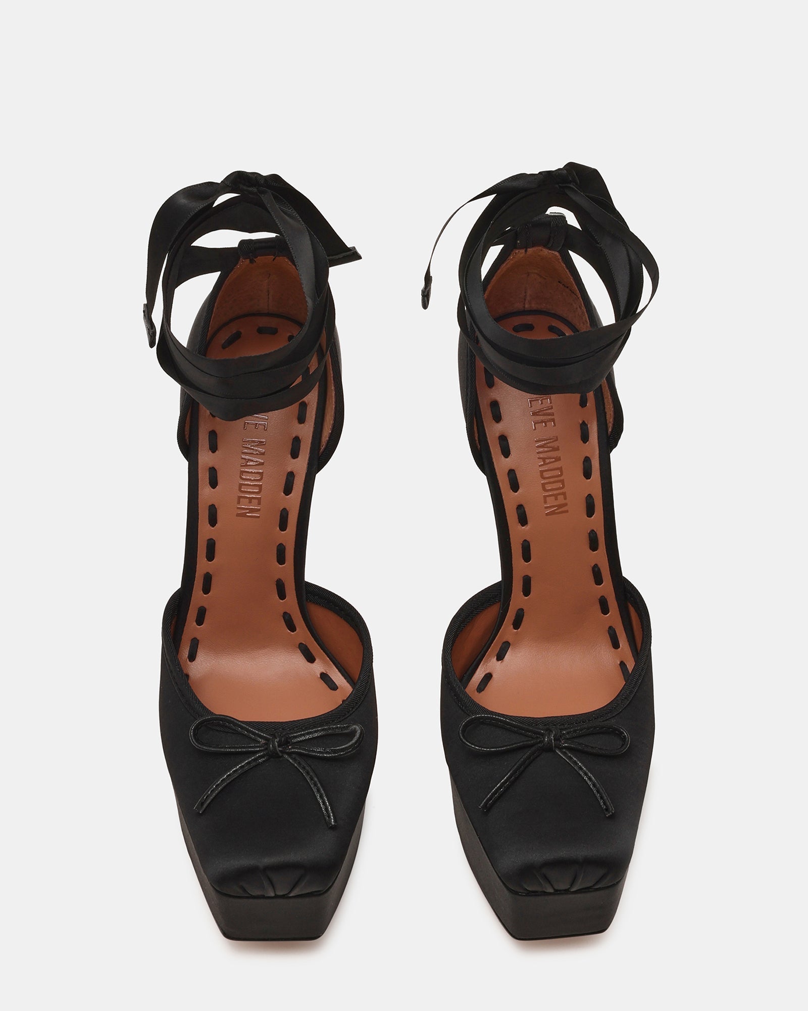 Listen Women's Black Satin Heeled Sandals — side view