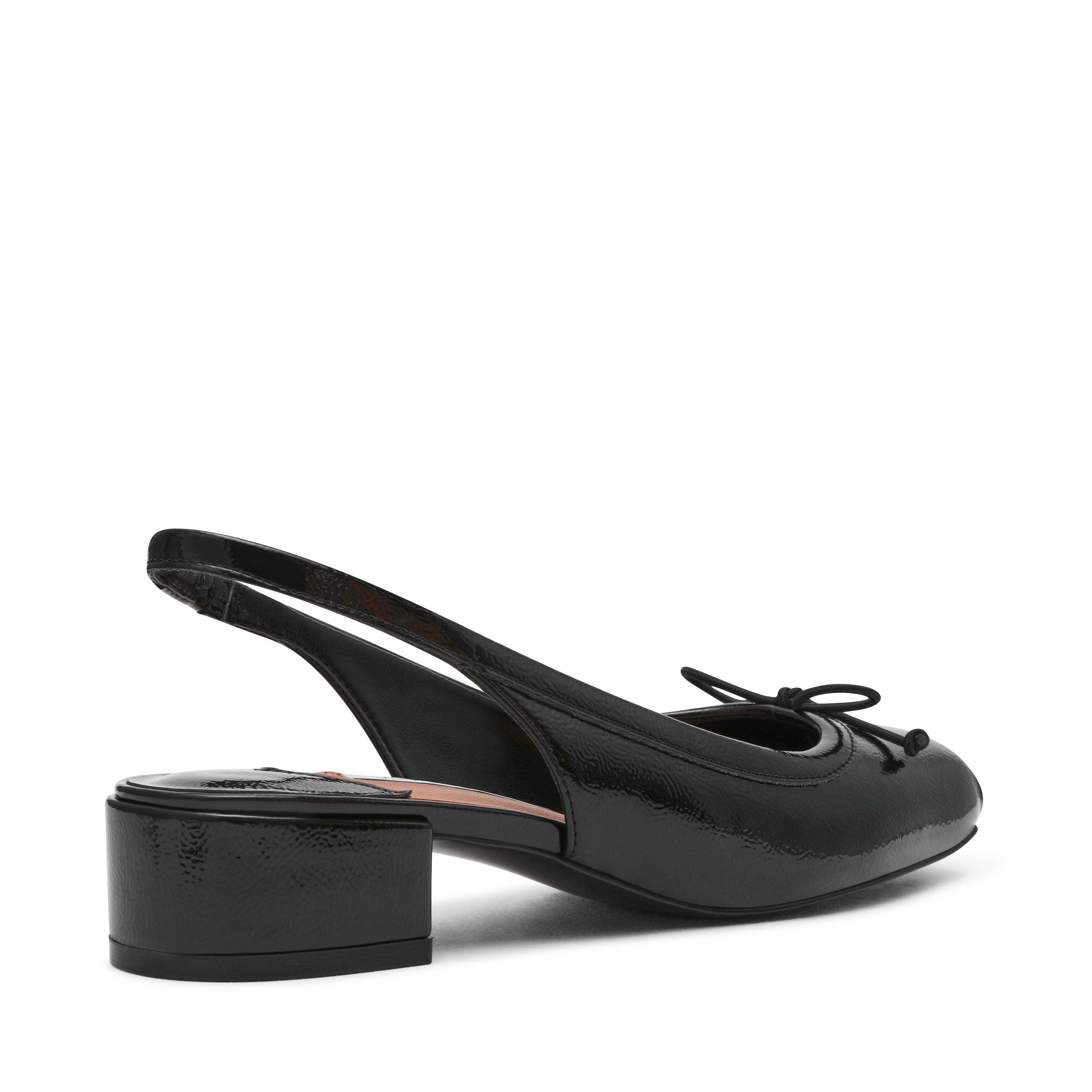 Loved Women's Black Crinkle Patent Heeled Sandals — side view