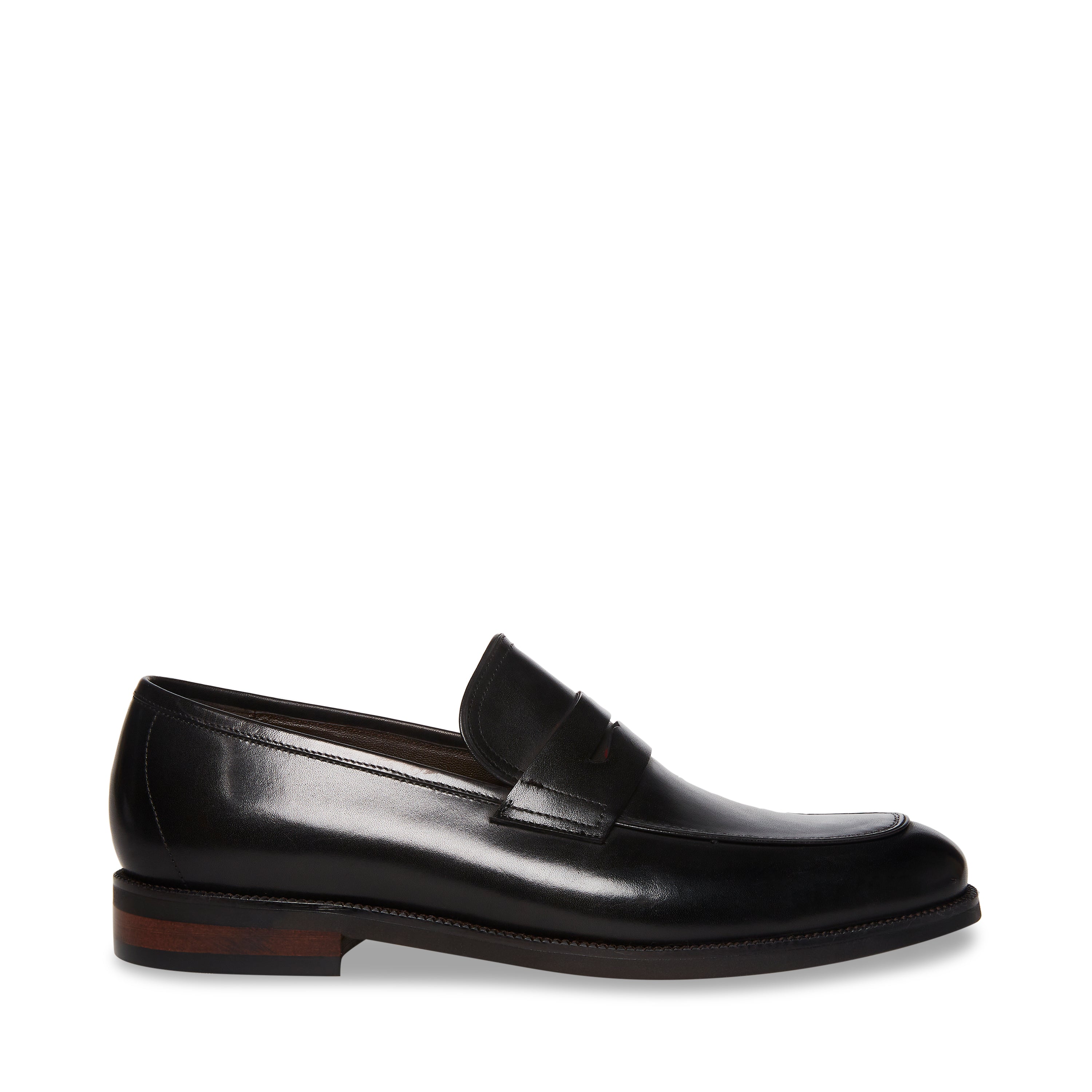 Steve Madden Pardito men's black slip-on loafers, side view