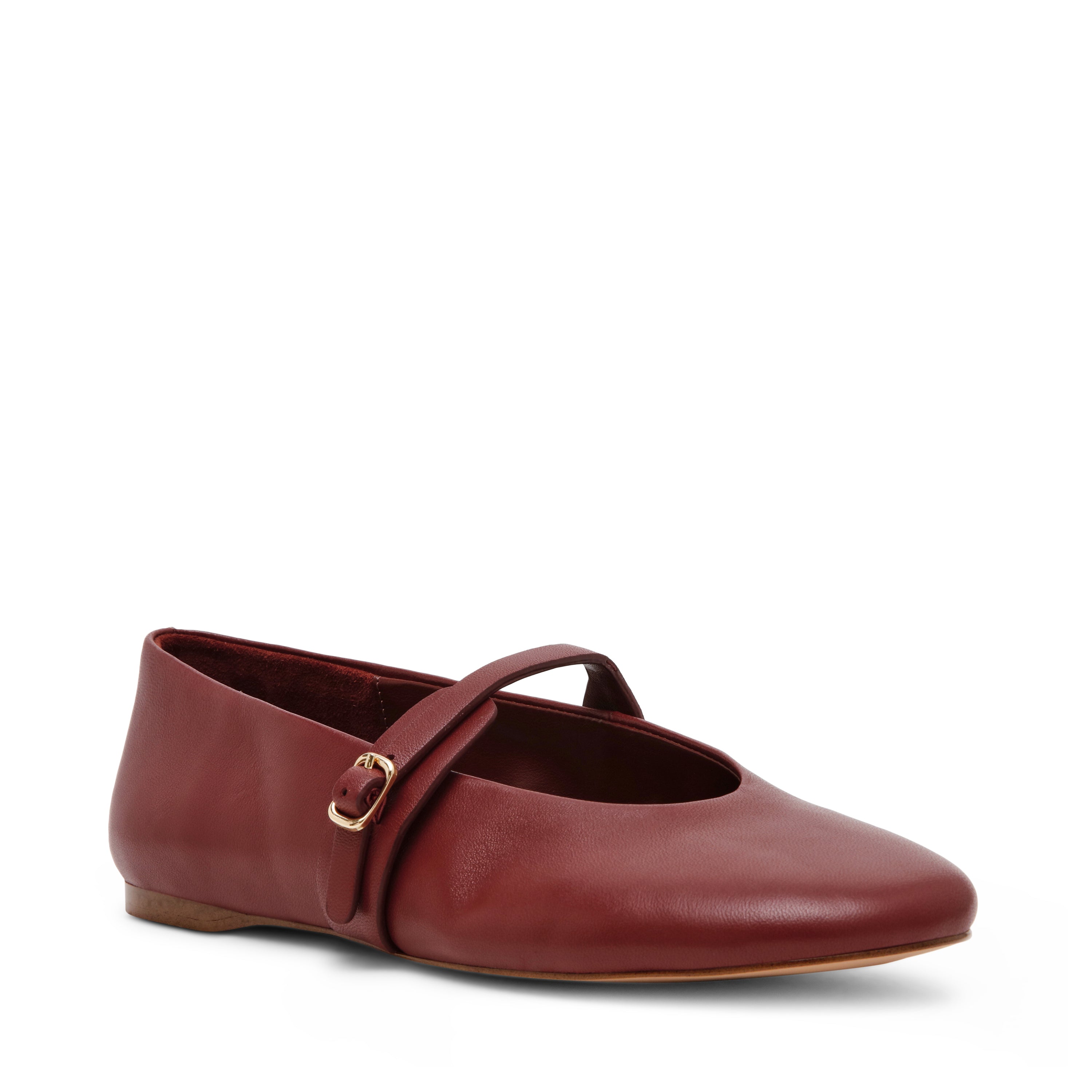REJOICE CHERRY LEATHER BALLET FLATS