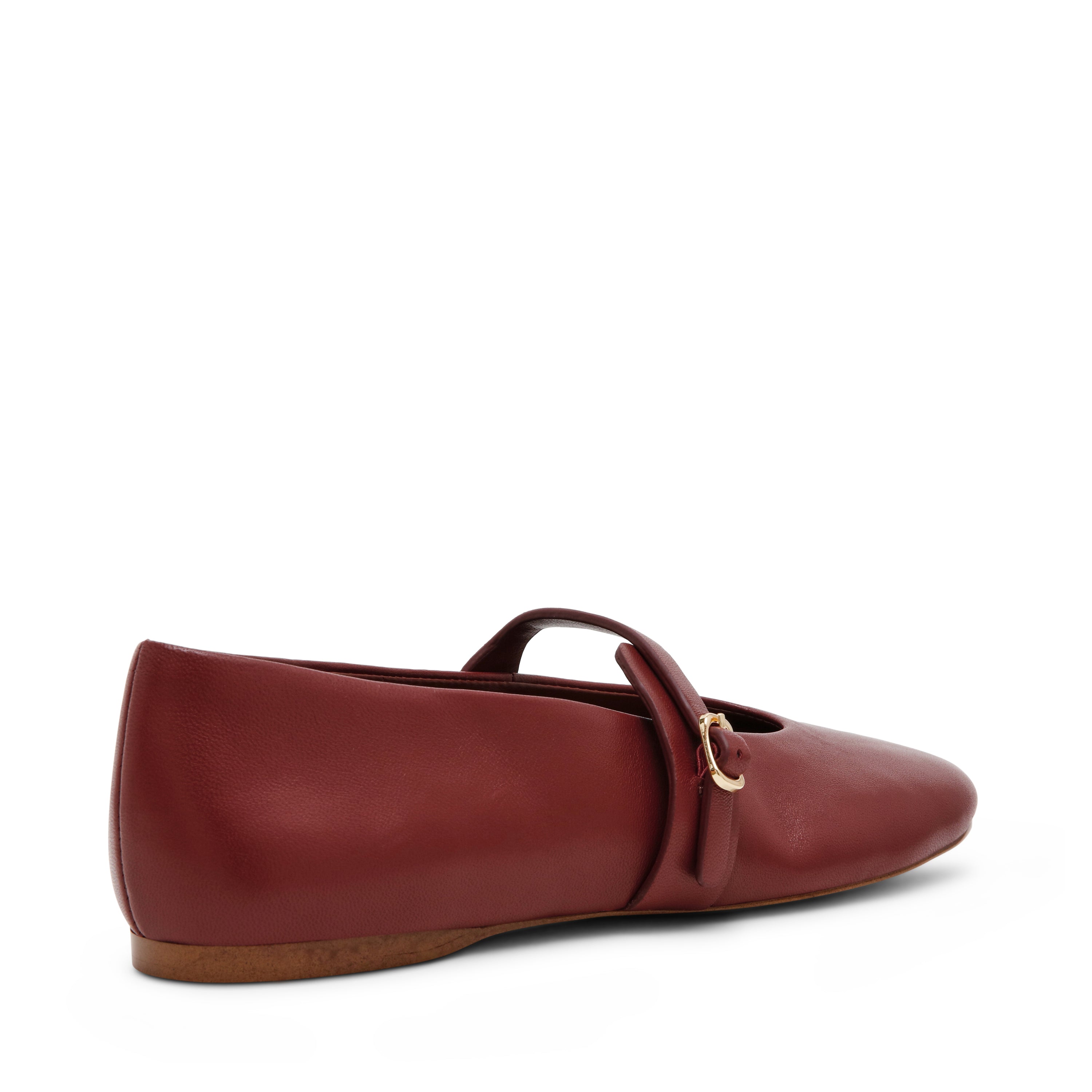 REJOICE CHERRY LEATHER BALLET FLATS