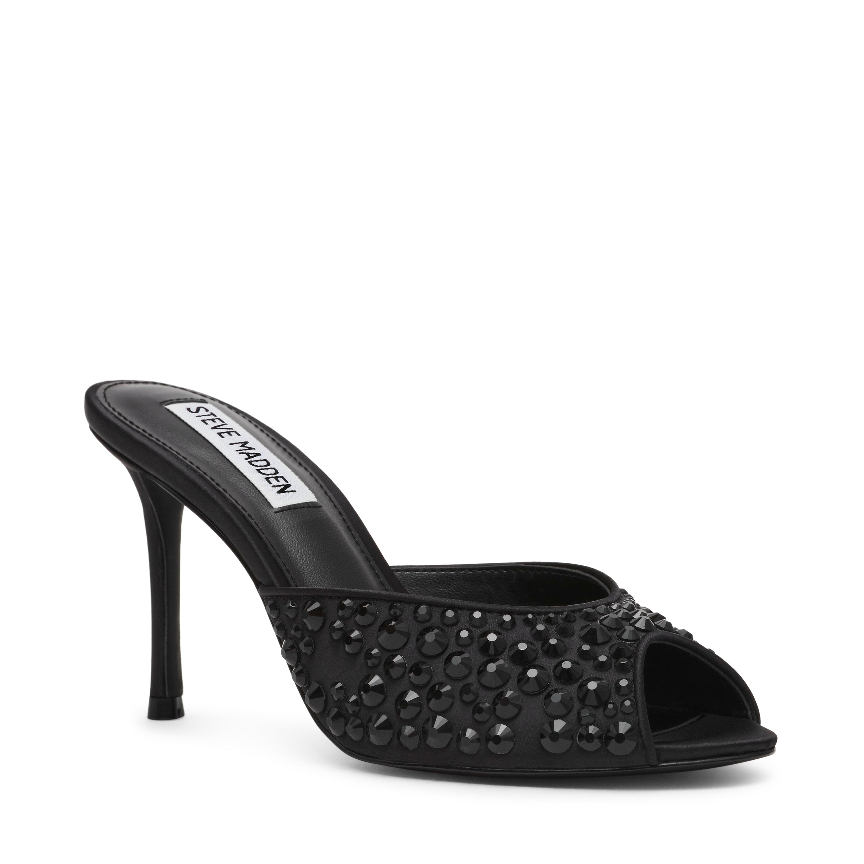 Steve Madden Rollout-R women's black heeled sandals, featured view