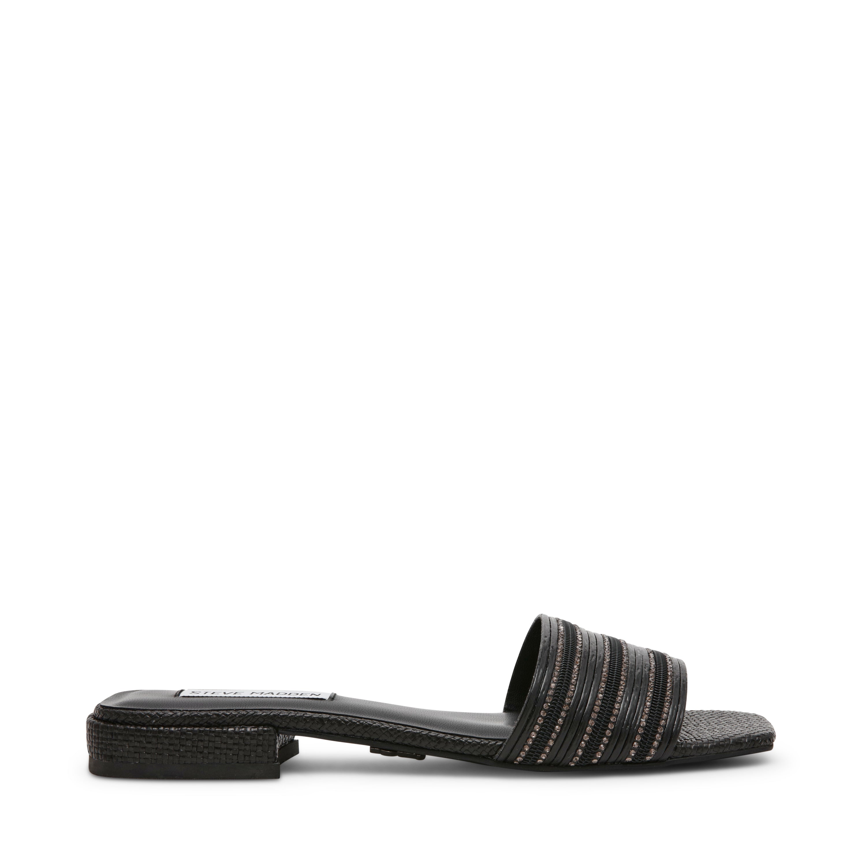 STOPPER BLACK FLAT SANDALS