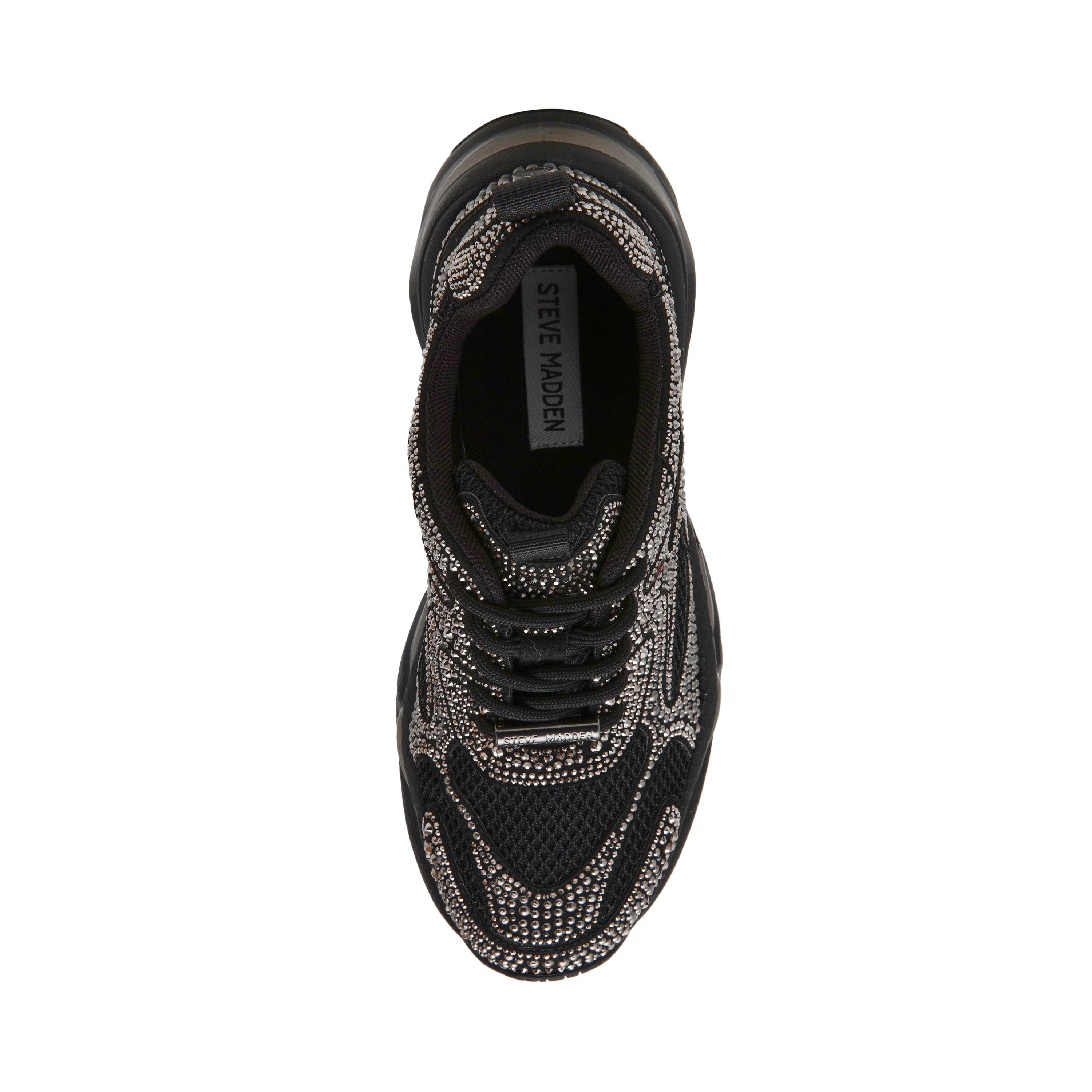 Steve Madden Zonar-R Black Women's Low Top Sneakers, top view