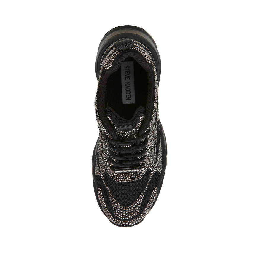 Steve Madden Zonar-R Black Women's Low Top Sneakers, top view