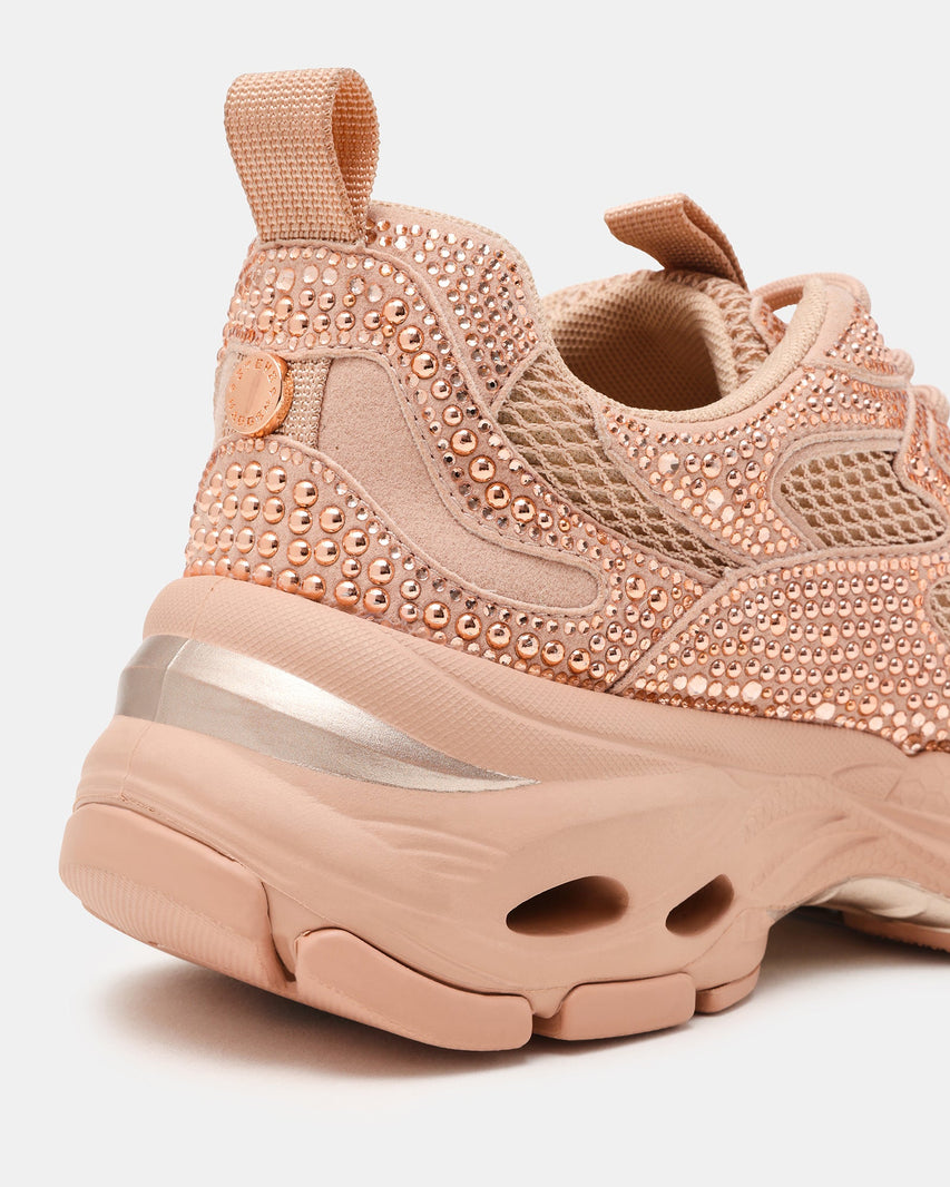 Steve Madden Zonar-R women's rose-gold low-top sneakers, angled view