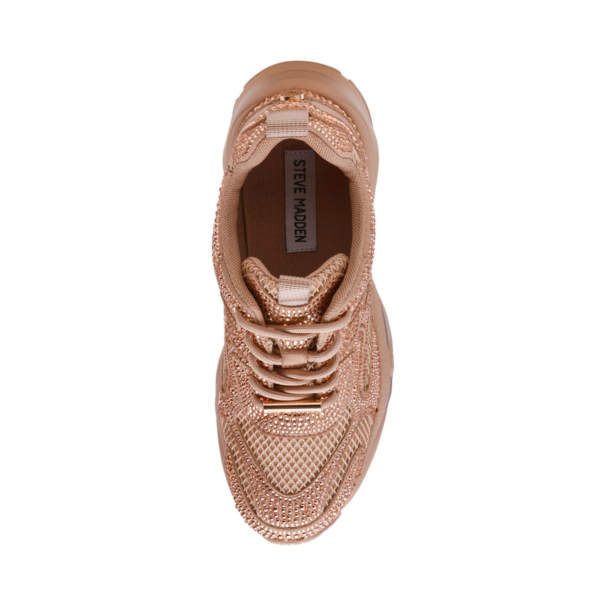 Steve Madden Zonar-R Gold Women's Low Top Sneakers, top view