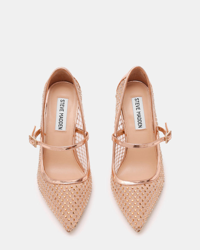 Steve Madden Stirring Women's Rose Gold Pumps - pair rear three-quarter view