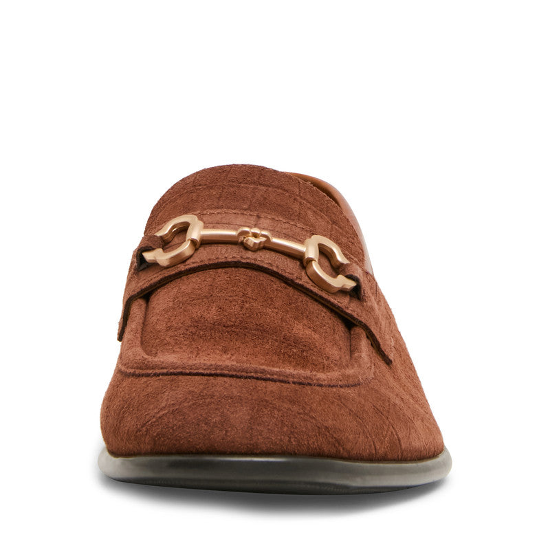 Steve Madden Swazzey-c Men's Dark Cognac Suede Loafers - front view