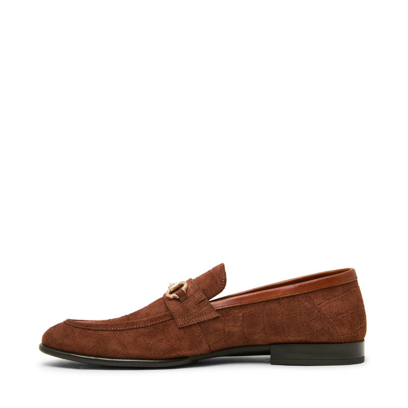 Steve Madden Swazzey-c Men's Dark Cognac Suede Loafers - opposite side profile - view 6