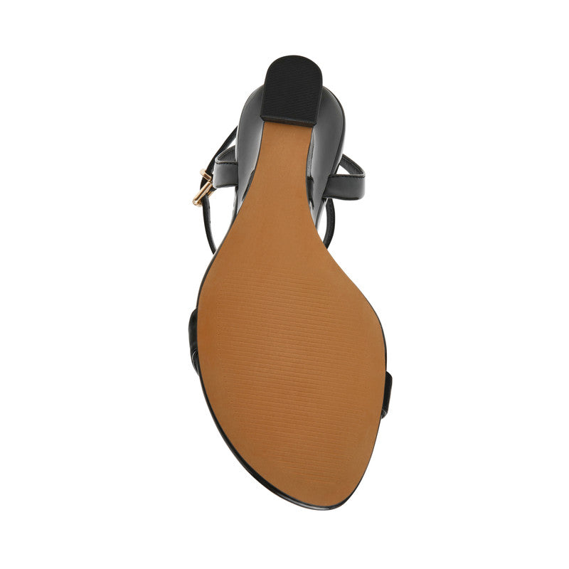 Steve Madden Zaloma Women's Black Patent Heeled Sandals - strap detail close-up - view 3