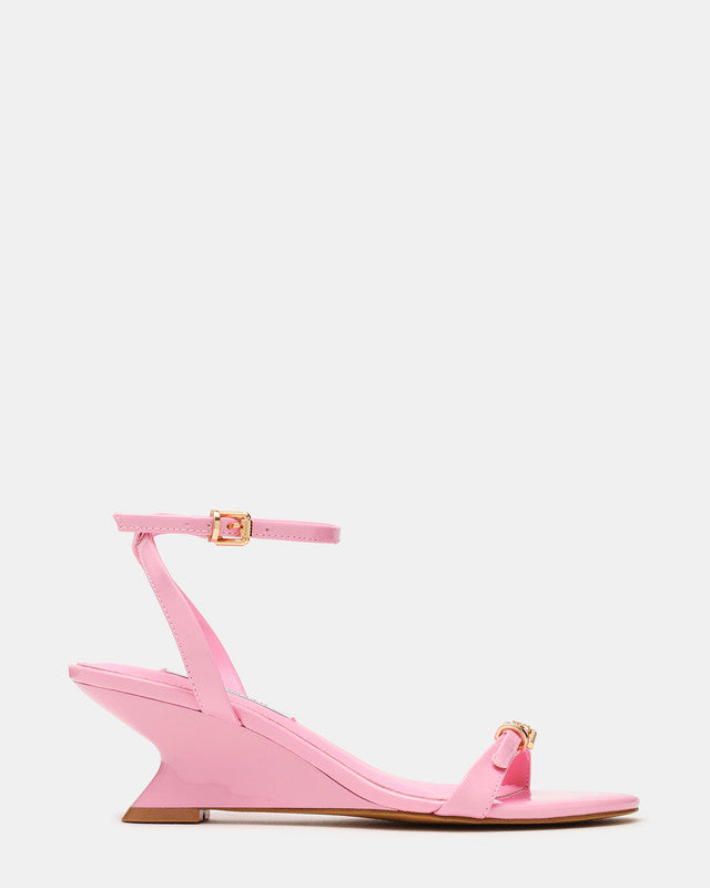Steve Madden Zaloma Women's Light Pink Patent Heeled Sandals - side profile