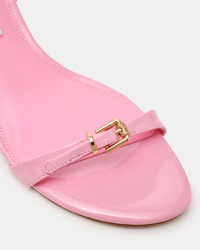 Steve Madden Zaloma Women's Light Pink Patent Heeled Sandals - strap detail close-up - view 3