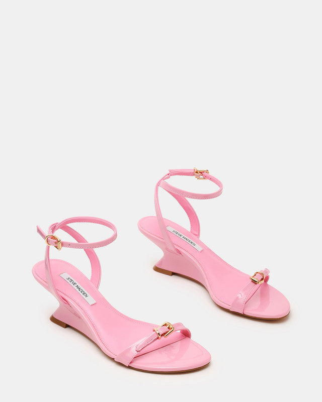 Steve Madden Zaloma Women's Light Pink Patent Heeled Sandals - pair three-quarter view