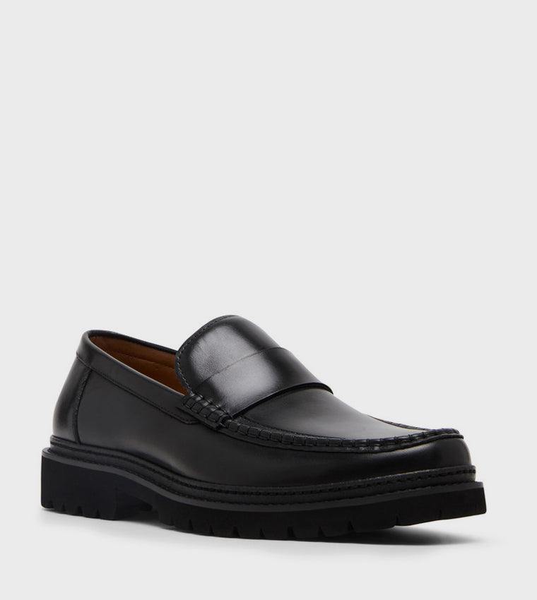 Bradner-o Black Leather Men's Formal Slip-On Shoes