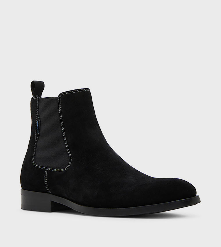Bromptonn Black Leather Men's Chelsea Boots